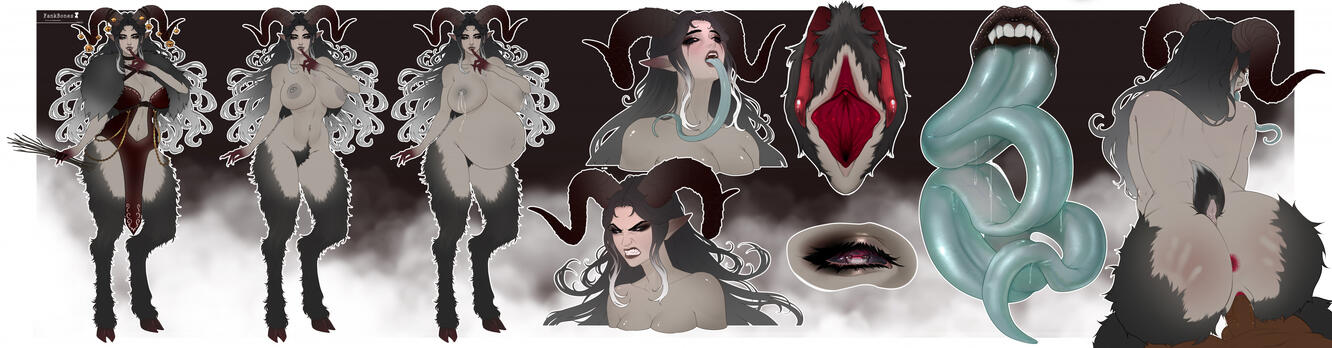 Reference Sheet + Mouth close-up + Eye close-up + Pregnant version